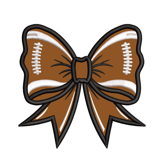 Football Bow Satin Stitch Applique Embroidery Design