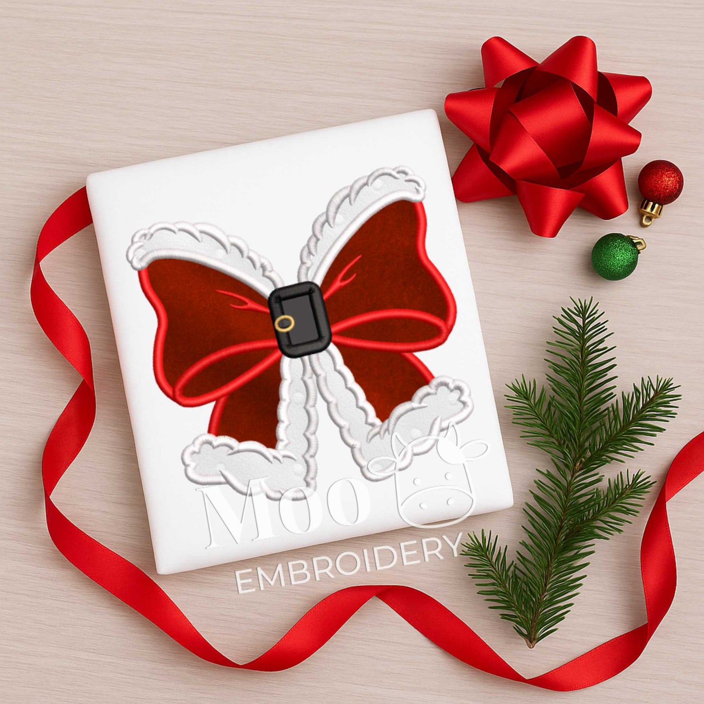 Christmas Coquette Bow Embroidery Satin Stitch Applique Design