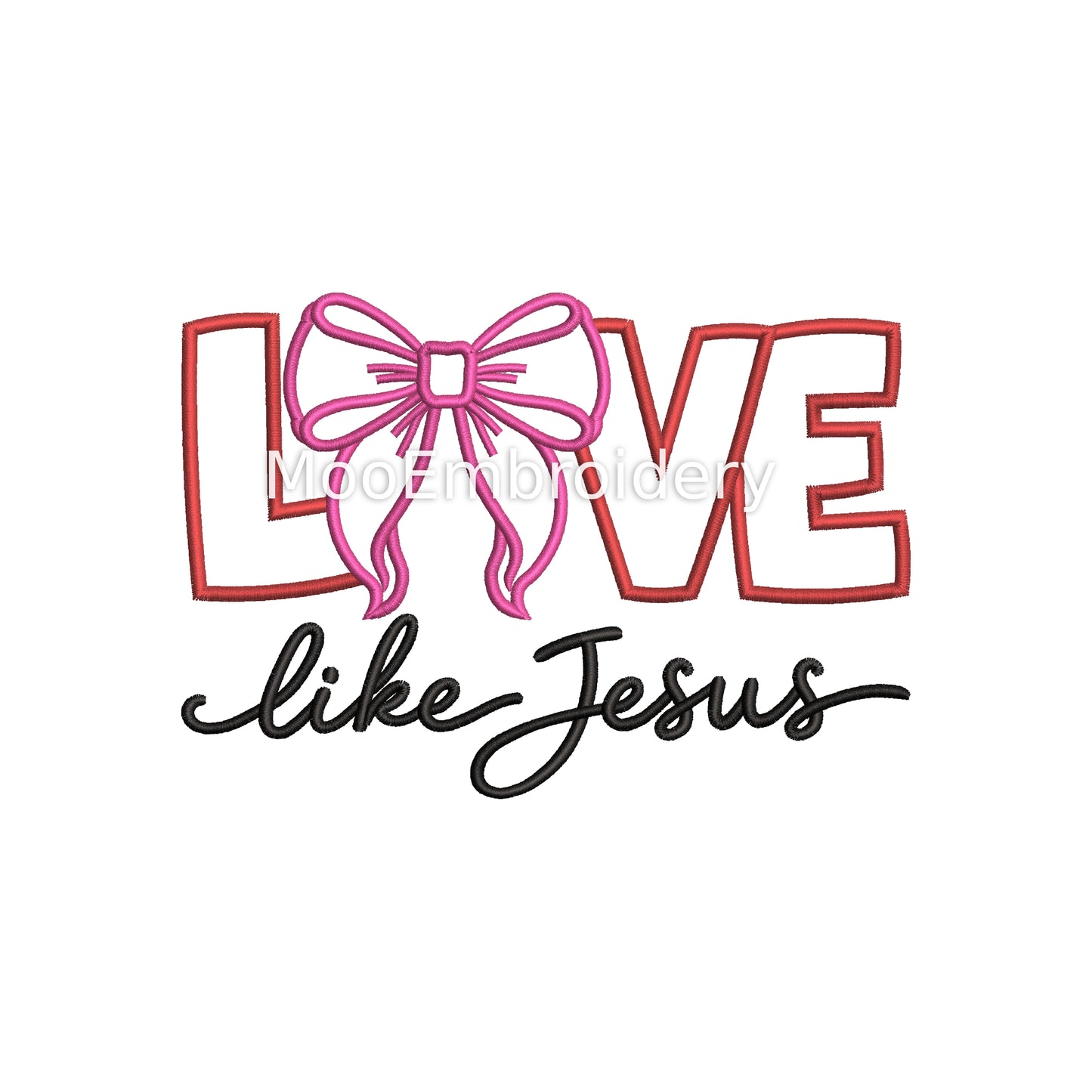 Love Like Jesus Satin Stitch Applique Embroidery Design, Christian Valentine's Day Faith Applique (5 Sizes) (Digital Download)