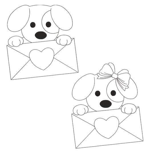 Valentine Puppy Applique Embroidery Design Bundle Boy Girl Valentine's Day Design Applique (4 Sizes) (Digital Download)