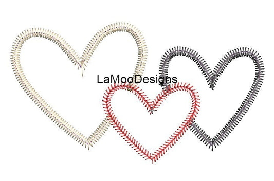 Valentine's Day Zigzag Applique Hearts Embroidery Design