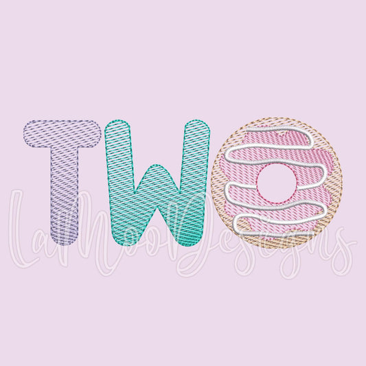 Donut Second Birthday Sketch Design Embroidery