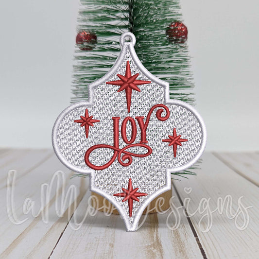 JOY Freestanding Lace Arabesque Ornament Embroidery Design - Christmas Embroidery Design