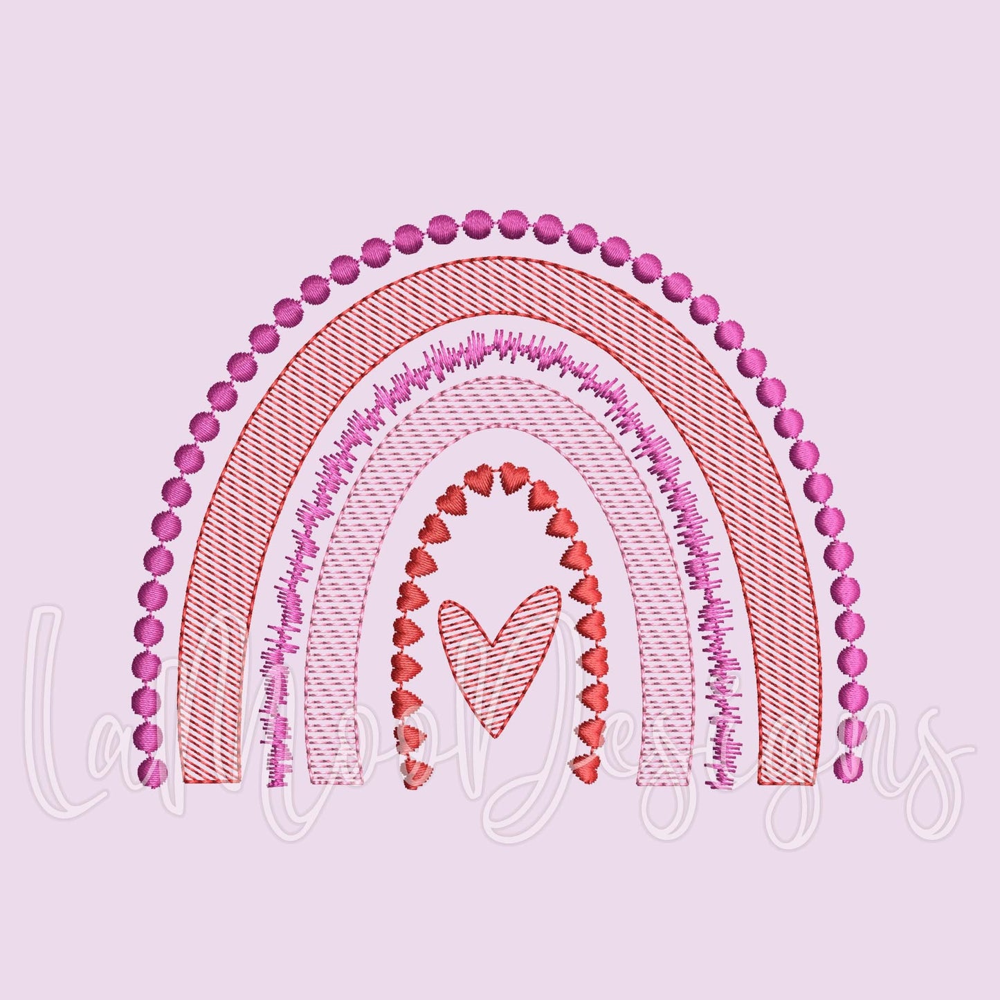 Valentine's Day Sketch Design Rainbow Embroidery