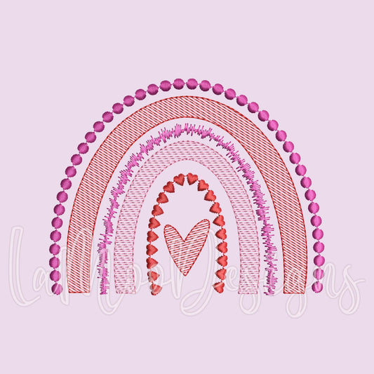 Valentine's Day Sketch Design Rainbow Embroidery