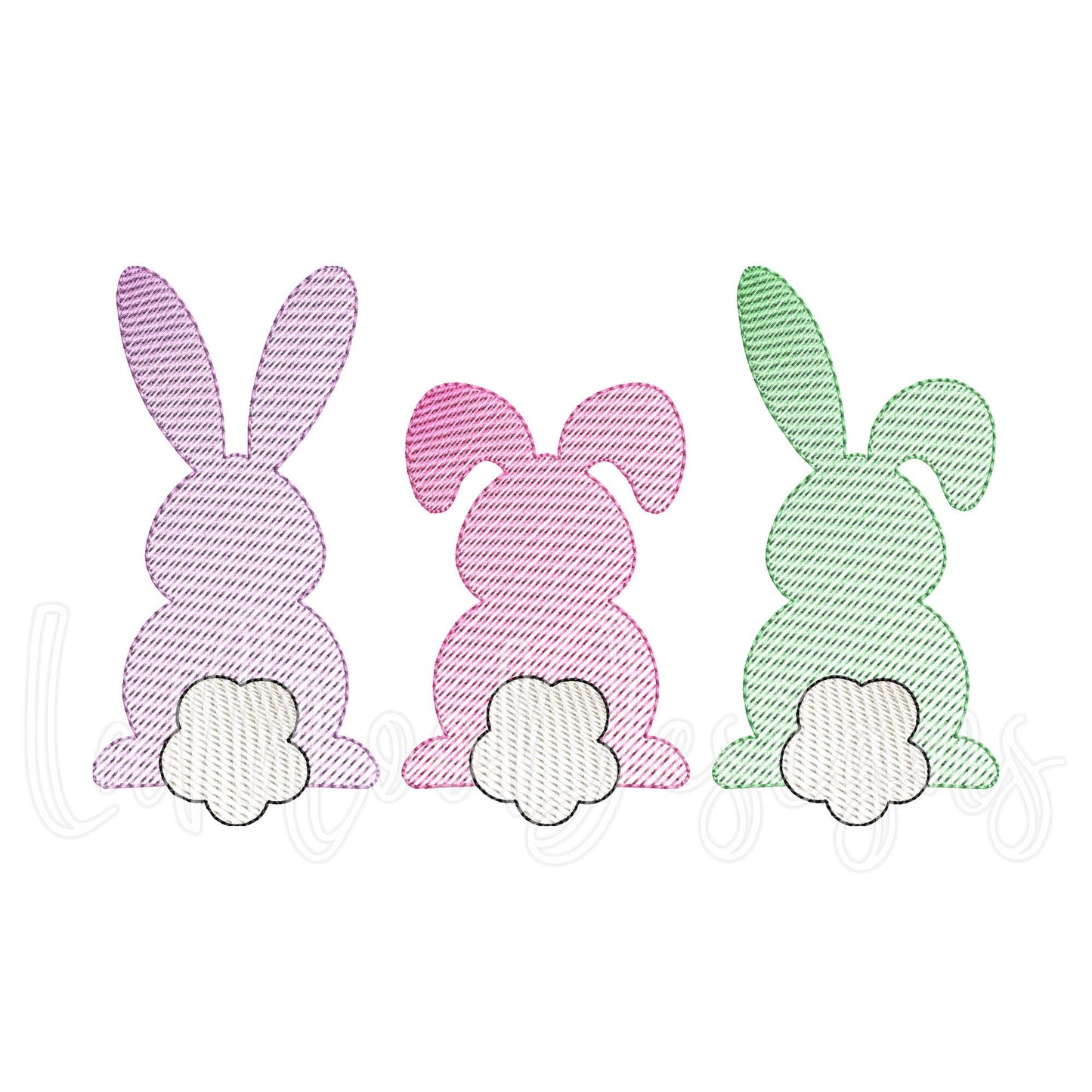 Easter Bunny Trio Embroidery Sketch Design