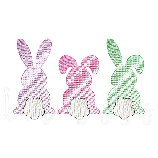 Easter Bunny Trio Embroidery Sketch Design