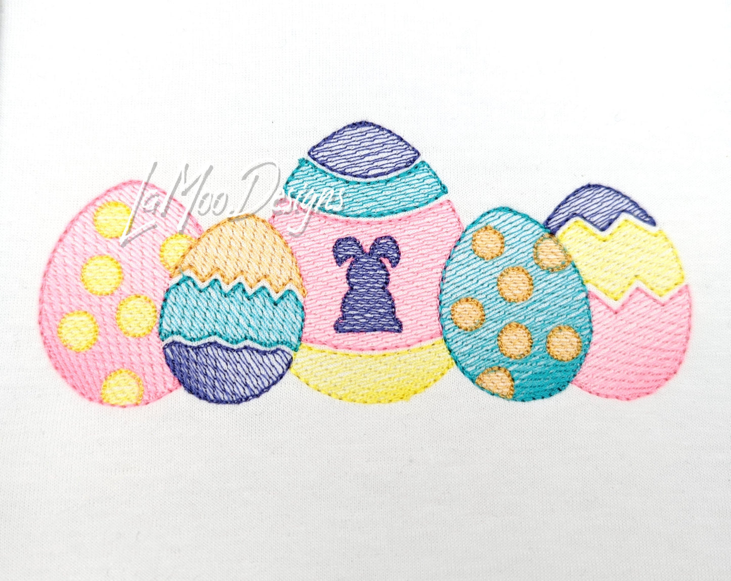Easter Eggs Sketch Design Embroidery, Colorful Easter Sketch Eggs