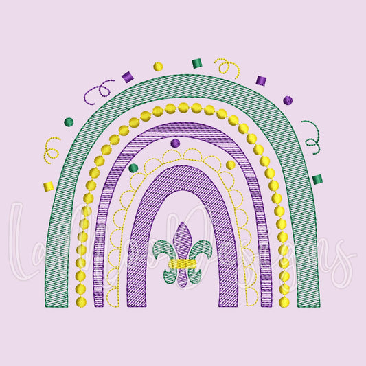 Mardi Gras Rainbow Embroidery Sketch Design