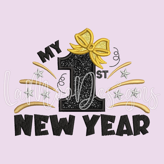 My 1st New Year Satin Stitch Applique Embroidery Design