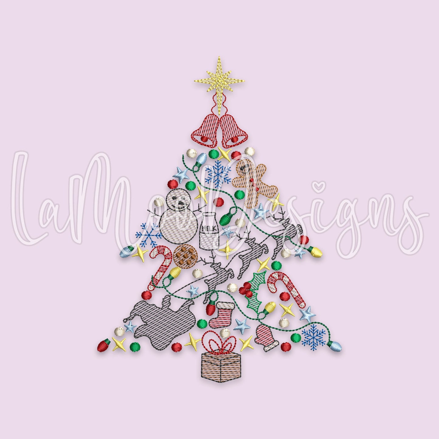 Christmas Tree Sketch Embroidery Design