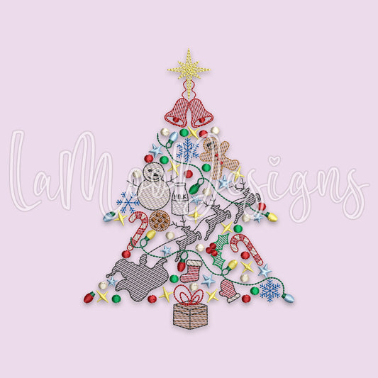 Christmas Tree Sketch Embroidery Design