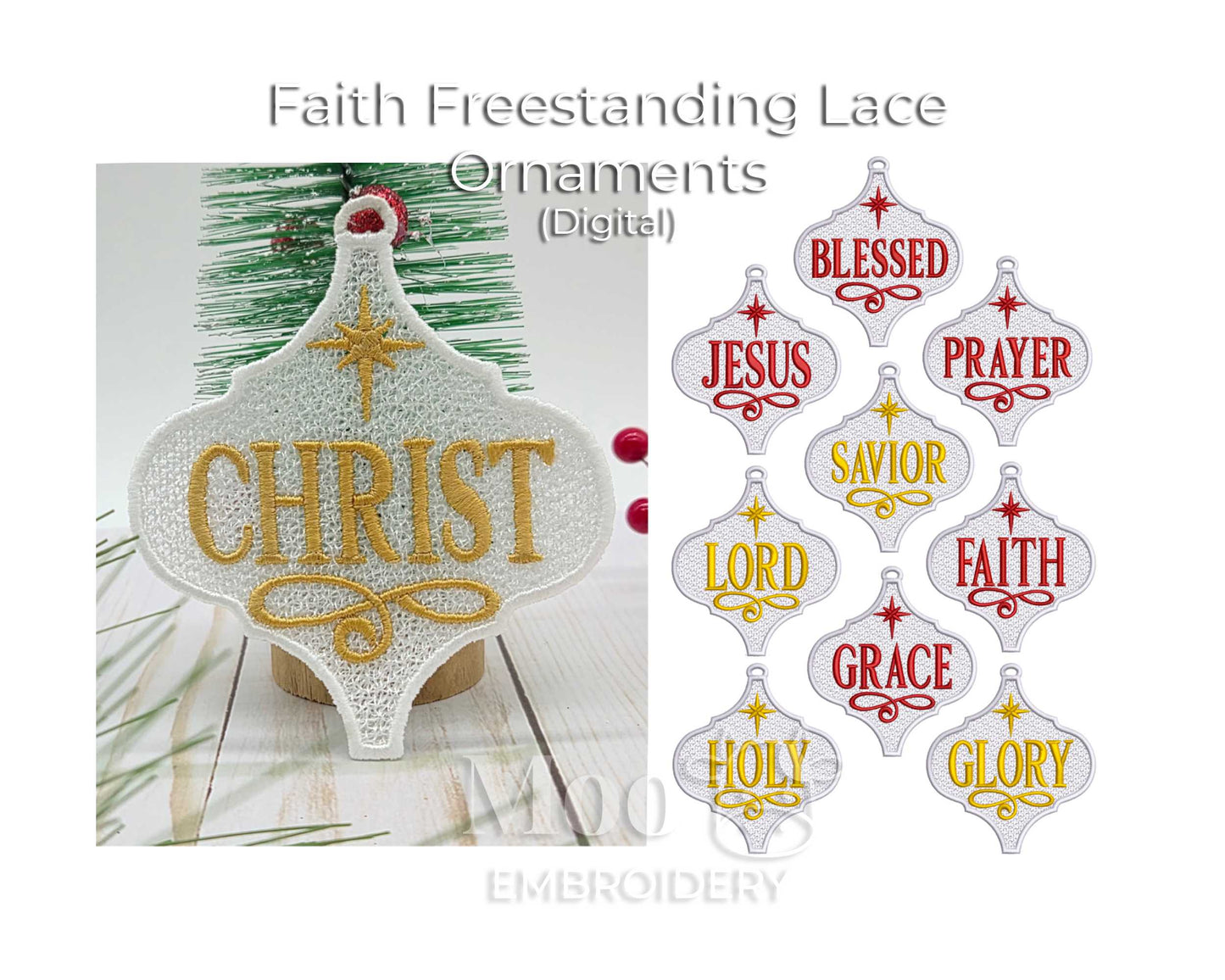 Faith Freestanding Lace Ornaments – Digital Embroidery Designs for Christmas