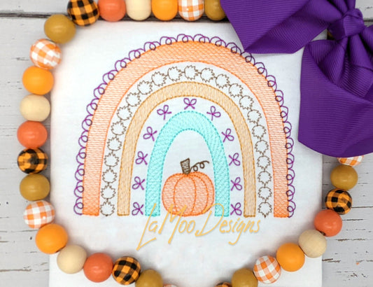 Fall Halloween Quick Sketch Design Rainbow Embroidery Design