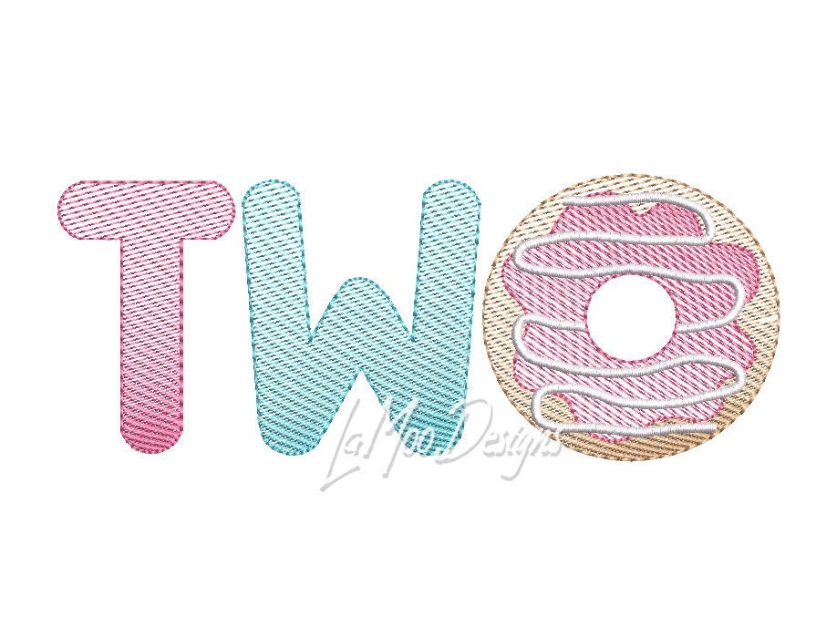 Donut Second Birthday Sketch Design Embroidery