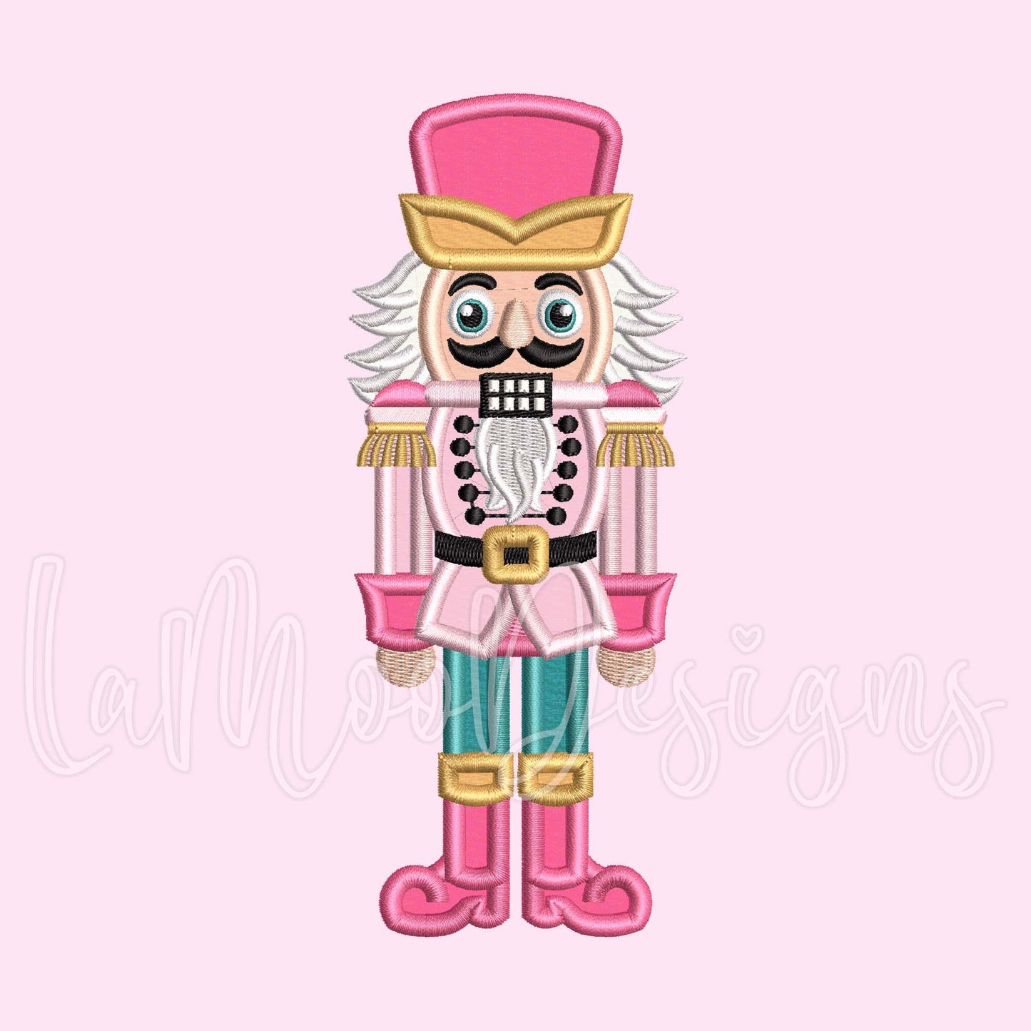 Nutcracker Satin Stitch Applique Design 4 Sizes - Christmas Embroidery Design