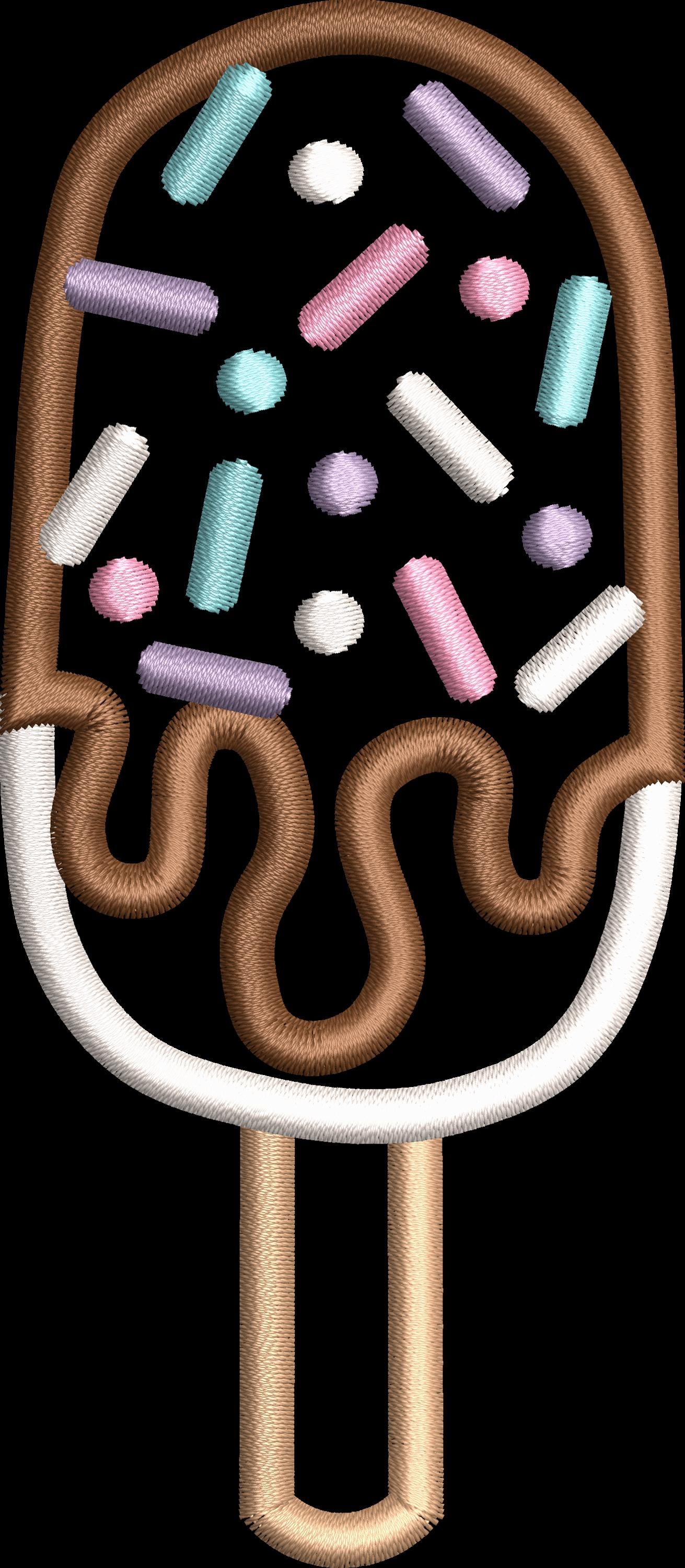 Ice Cream Popsicle 2 Embroidery Satin Stitch Applique Design
