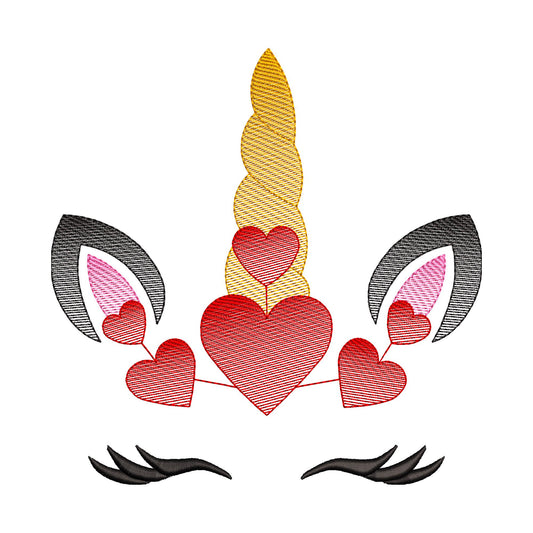 Valentine's Day Unicorn Sketch Design Embroidery Design