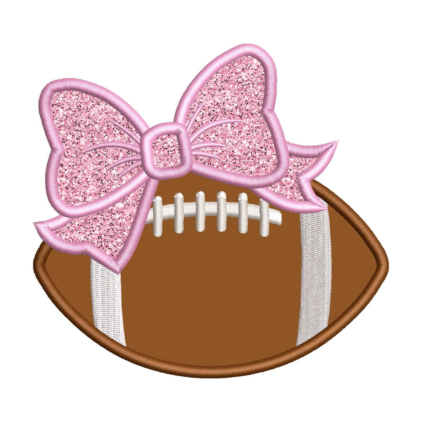 Football with Bow Satin Stitch Applique Embroidery Design