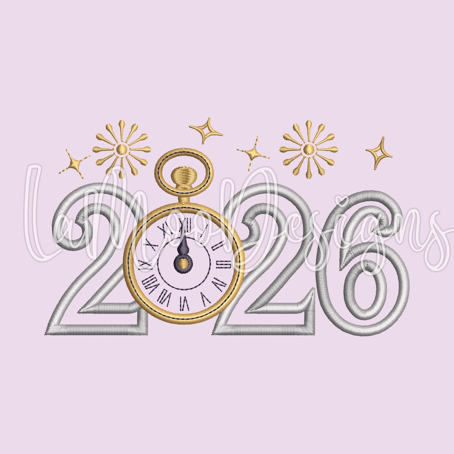 New Year 2026 Satin Stitch Applique Embroidery Design
