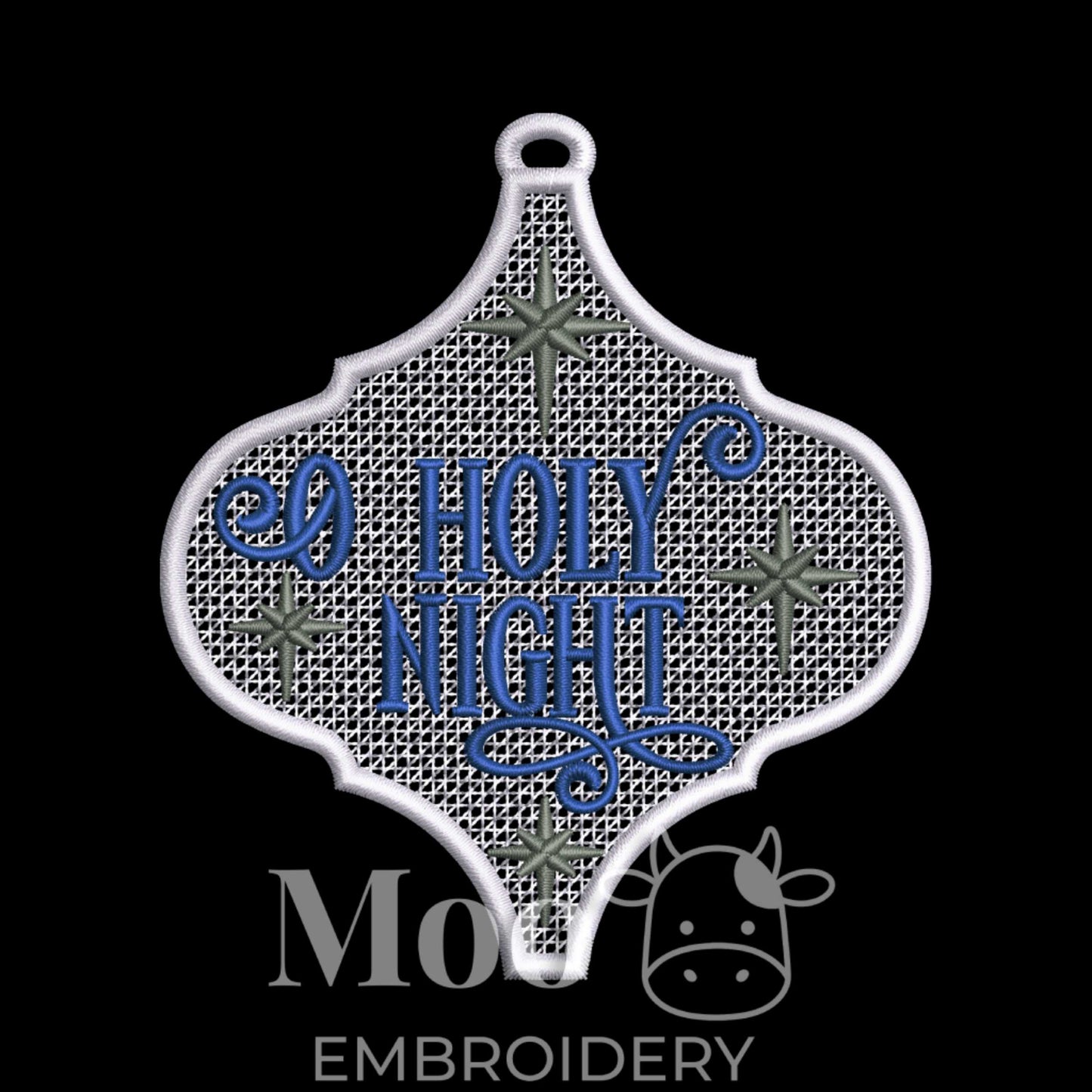 O Holy Night Freestanding Lace Christmas Ornament Embroidery Design (Digital Download)