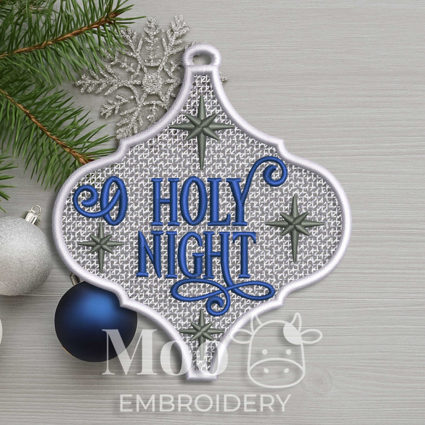O Holy Night Freestanding Lace Christmas Ornament Embroidery Design (Digital Download)