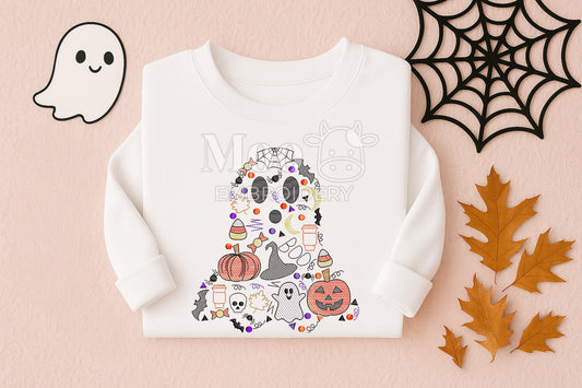 Halloween Sketch Design Ghost Embroidery Design