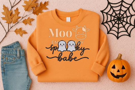 Spooky Babe Halloween Embroidery Filled Stitch Design